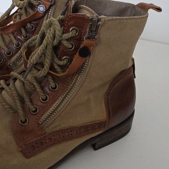 RUDSAK | Stylish Brown and Tan Men's two-tone canvas and leather boots sz 42 - Picture 2 of 8